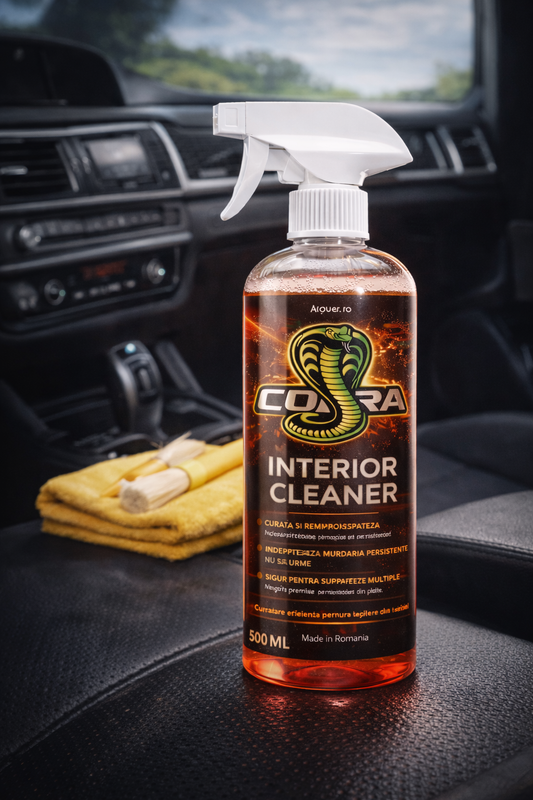 Cobra Interior Cleaner – Soluție Profesională pentru Curățarea Interiorului Auto | Bord, Plastic, Vinil – 500 ml + laveta microfibra 40x40