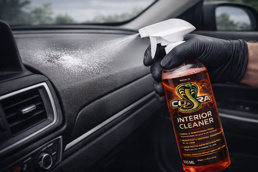 Cobra Interior Cleaner – Soluție Profesională pentru Curățarea Interiorului Auto | Bord, Plastic, Vinil – 500 ml + laveta microfibra 40x40
