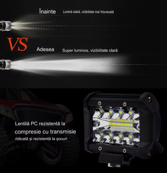 Proiector Led Auto Dreptunghiular, 60W/12V-24V, Combo