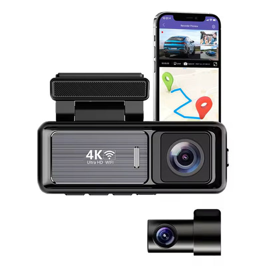 Camera Auto 4K ecran LCD + camera spate FullHD 1080,GPS, aplicatie mobila,supraveghere 24h si vizionare nocturna + CARD 32GB