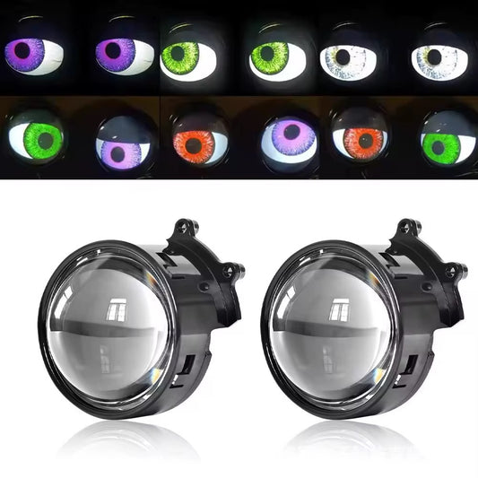 Set 2 Lupe/Proiectoare Devil Eyes cu LED Display 3 inch,Telecomandă și 6 Moduri de Iluminare
