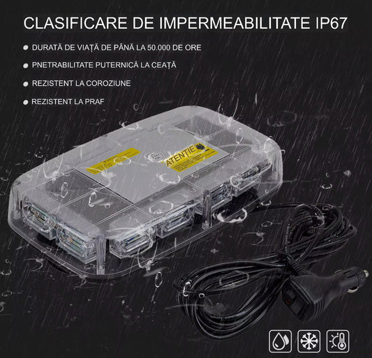 Lampa Girofar LED Galben ELITE Stroboscopic 12V/24V