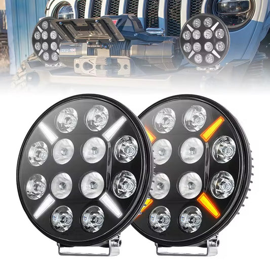 Proiector LED Element 7/10 inch – Fază 96W + Poziție Galbenă, 12-36V, IP67