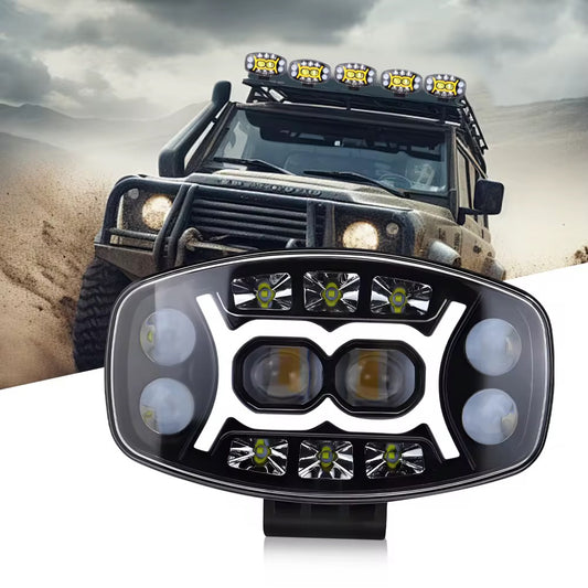 Proiector LED 10″ – Fază scurtă galbenă 36 W, fază lungă albă 72 W, poziție galbenă 5 W, 12-36 V, IP67