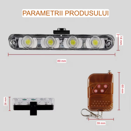 Set stroboscoape auto galbene grila,telecomanda 7 functii,12v