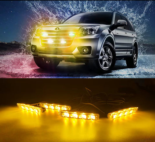 Set stroboscoape auto galbene grila,telecomanda 7 functii,12v