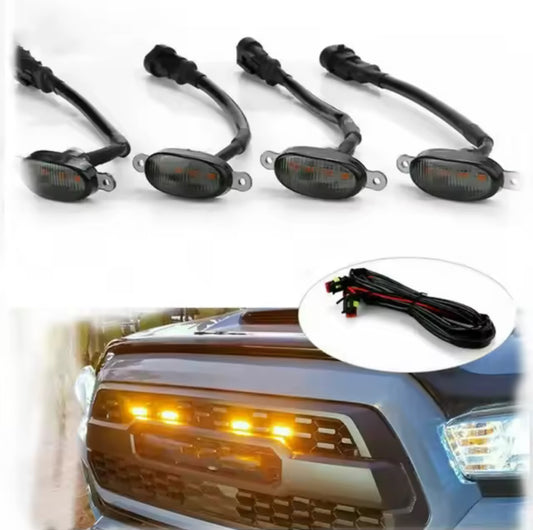 Set 6 lampi auto galbene/RGB aplicatie pentru grila, functii,12v