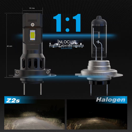 Set 2 Becuri Led , Cele mai puternice 1 la 1 , 180w, 20.000lm, alb 6000k, IP68, compatibil H1, H4, H7, H11,HB3,HB4,9012