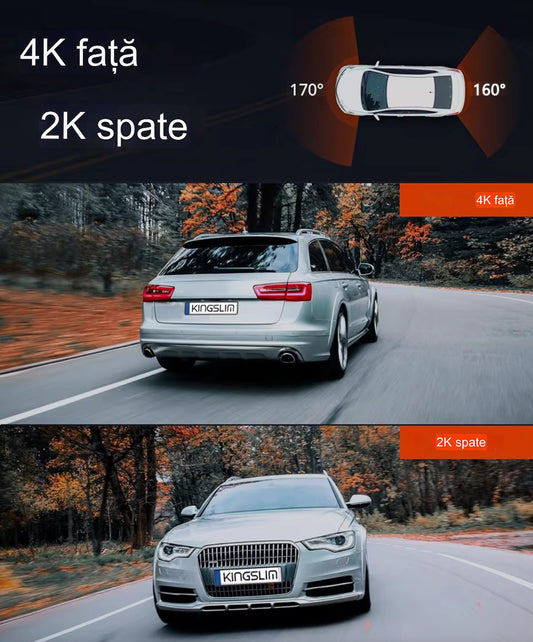 Camera Auto 4K 2025 ecran IPS + camera spate 2K,12mp,GPS, aplicatie ,functii avansate AI si vizionare nocturna + CARD 32GB