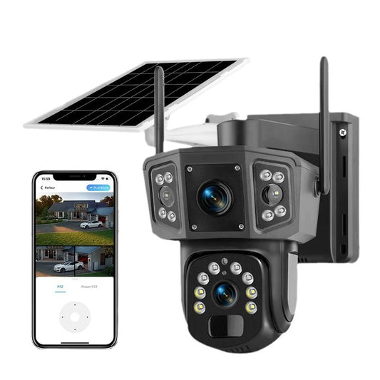 Camera Supraveghere Solară Dublă INNOVA WiFi 6MP PTZ 360° – Full HD, Baterie 12000mAh, Vedere Nocturnă, Audio Bidirecțional, Card 64GB Cadou + 3 Ani Garanție