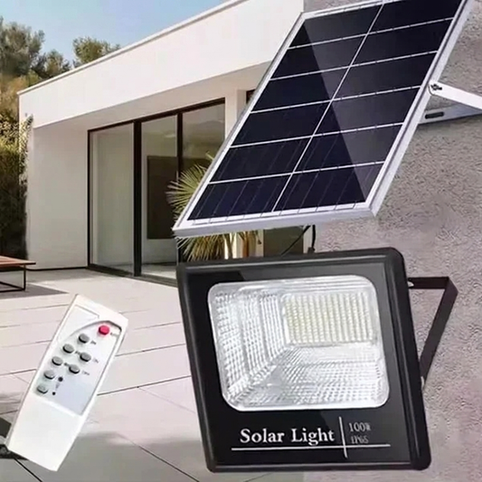 Proiector LED Solar Innova 100-200W cu Telecomandă – Senzor Mișcare & Lumină, IP66, Autonomie 10h