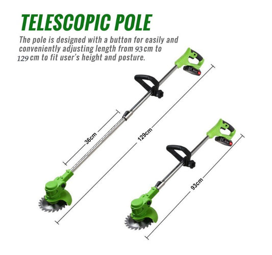 Motocoasă Electrică Profesionala cu 2 acumulatori 2x48V – Putere Mare 18.000 RPM, Reglabilă (Telescopică) + 9 Accesorii