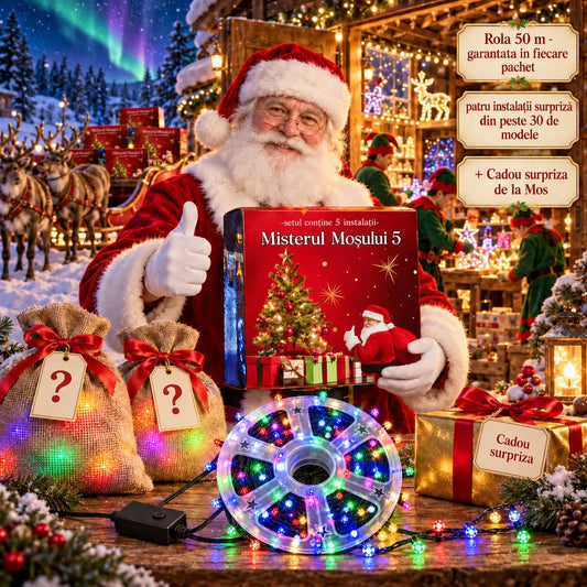 Set Misterul Mosului – 5 Instalatii Luminoase de Craciun Surpriza + Cadou Secret Bonus