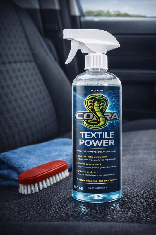 Cobra Textile Power – Soluție Profesională pentru Curățarea Tapițeriei Auto și Mochetelor | Curățare Textile – 500 ml