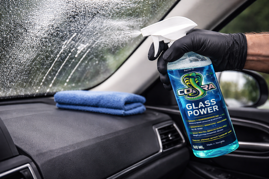 Cobra Glass Power – Soluție Profesională pentru Curățarea Geamurilor Auto | Sticlă și Oglinzi – 500 ml + Laveta Magica