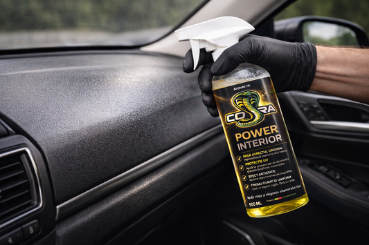 Cobra Power Interior – Dressing Profesional pentru Plastice Interioare Auto | Protecție și Aspect Mat – 500 ml + Laveta 40x40 microfibra
