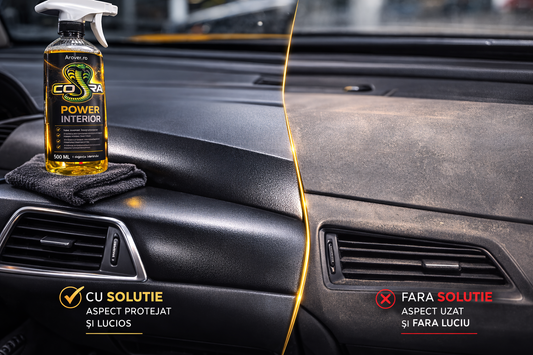 Cobra Power Interior – Dressing Profesional pentru Plastice Interioare Auto | Protecție și Aspect Mat – 500 ml + Laveta 40x40 microfibra