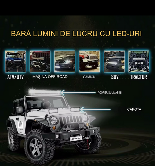 Led Bar Auto Model 2026 60-100 cm,240w-840w,OffRoad,rezistent la praf,ploaie si socuri.Spot & Flood Combo Beam