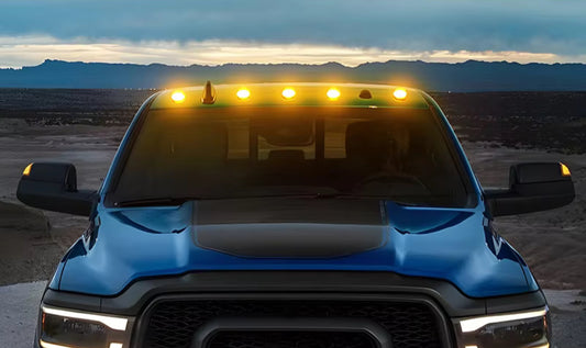 Set 5 Lămpi Solare LED Galben-Arover – 12 LED-uri, Carcasă Fumurie, DRL Wireless pentru Cabina,Acoperiș Auto