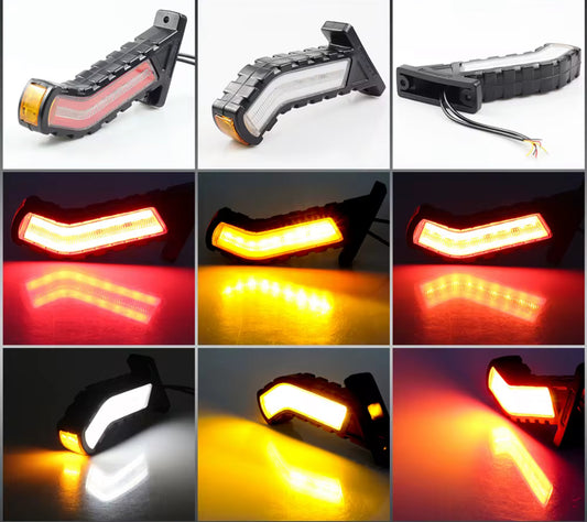 Set Lămpi LED Gabarit Tip Coarne 12V–24V cu Lumină Alb-Roșu și Semnalizare Dinamică pentru Camion, Remorcă și Trailer