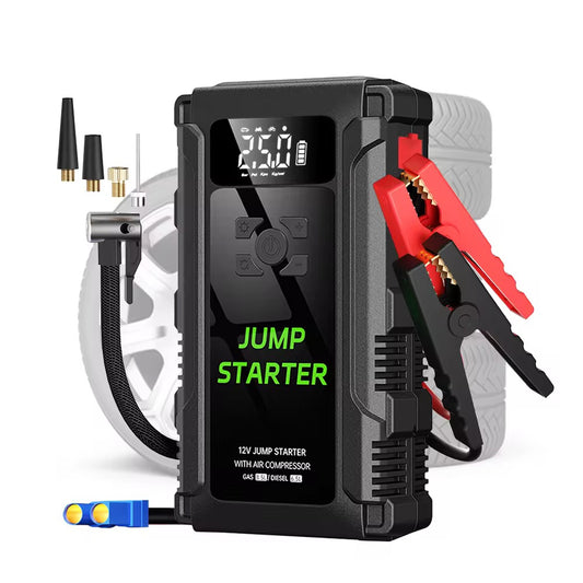 Starter Auto Premium 4-în-1 – 2500 A / 29800 mAh | Pornește Benzină & Diesel până la 6.5 L + Power Bank & Compresor