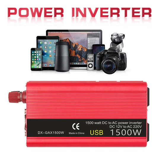 Invertor de tensiune auto 12/24 v - 220v/50hz ,Putere 1000W-3000W ,Cu Bricheta auto si Clip baterie,USB,ventilatoare inteligente