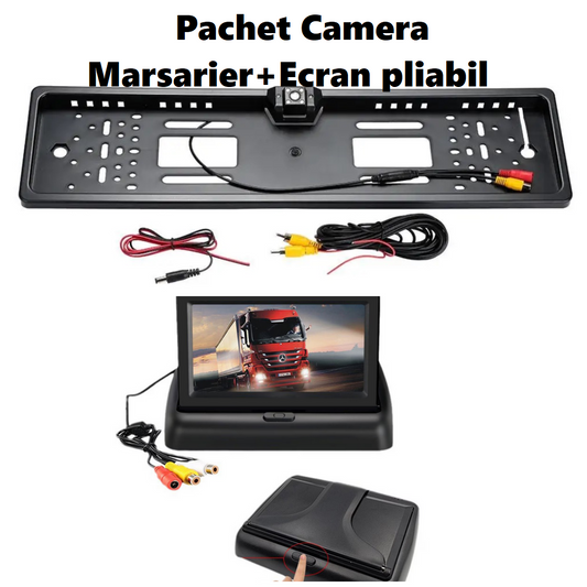 Camera video marsarier cu infrarosu cu suport numar auto inclus + ecran LCD pliabil de 4,3 inchi